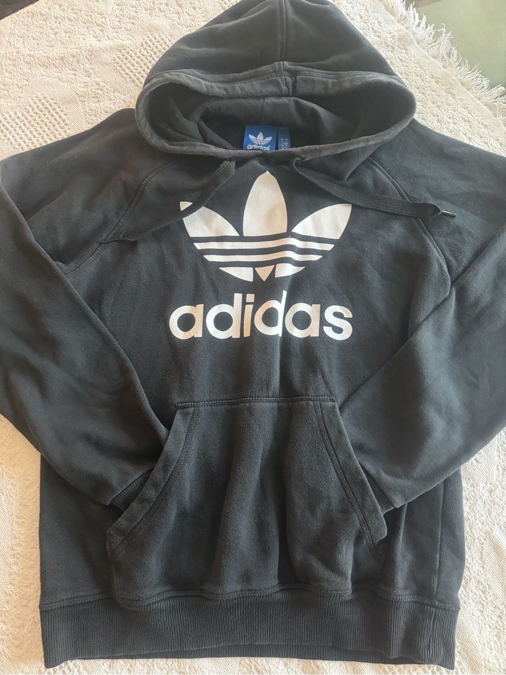 Vintage adidas Black Crewneck Hoodie with White Trefoil Logo